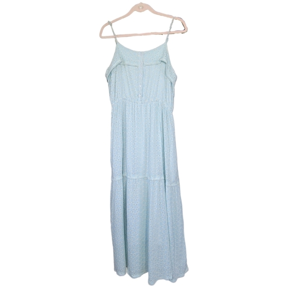 LOST + WANDER Blissful Blues Eyelet Long Maxi Boho Beach Dress Sz L - Picture 9 of 16